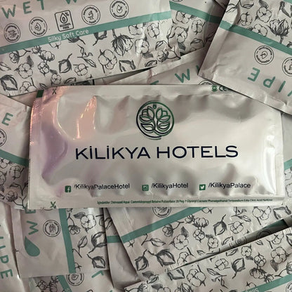custom branded single use wet wipes for restaurants and hotels
